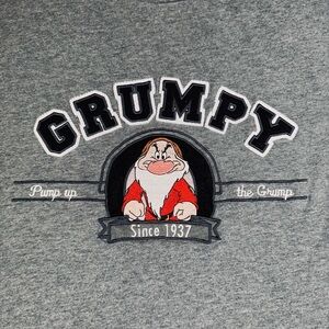 Walt Disney World GRUMPY Adult XL Gray Embroidered T Shirt Batch Work Letters
